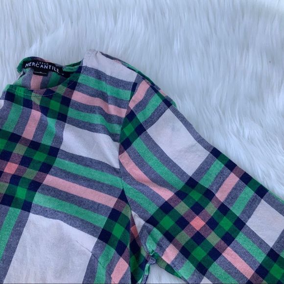 J.Crew mercantile plaid top preppy cute comfy pink green - Picture 2 of 4